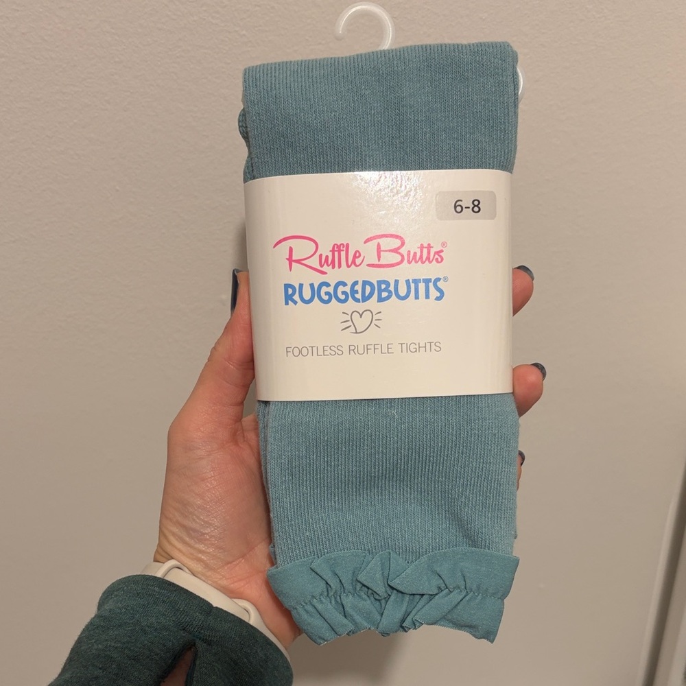 Ruffle Butts 6-8 antique blue Footless Ruffle Leggings